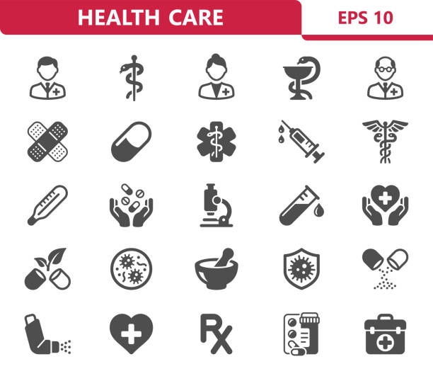 symbole für das gesundheitswesen. gesundheitswesen, medizin, krankenhaus-ikone - gesundheitswesen stock-grafiken, -clipart, -cartoons und -symbole