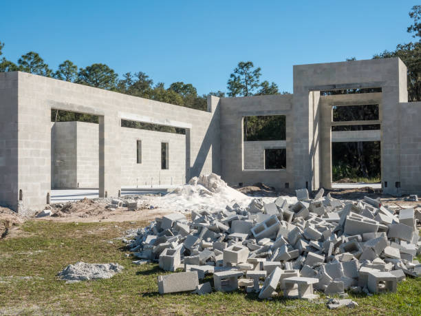 Construction site of suburban house in Florida stock photo