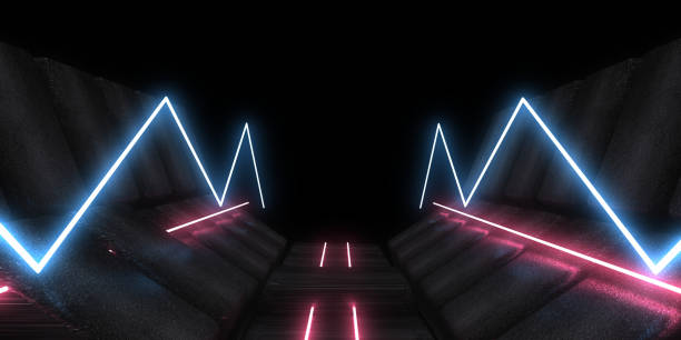 istock 3D abstract background with neon lights. neon tunnel  .space construction . .3d illustration 1395717901