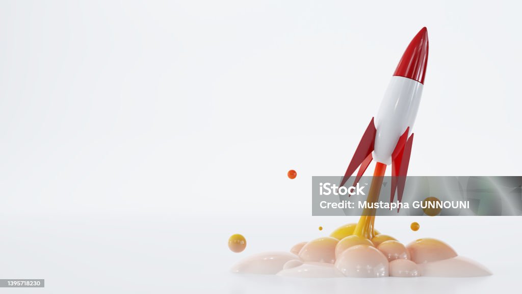 Model Rockets Taking Off Launching Rocket Model Taking Off Against White Background Stock Photo ...