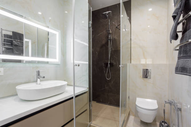istock Luxury bathroom interior design and ceramic tile wall 1395722611