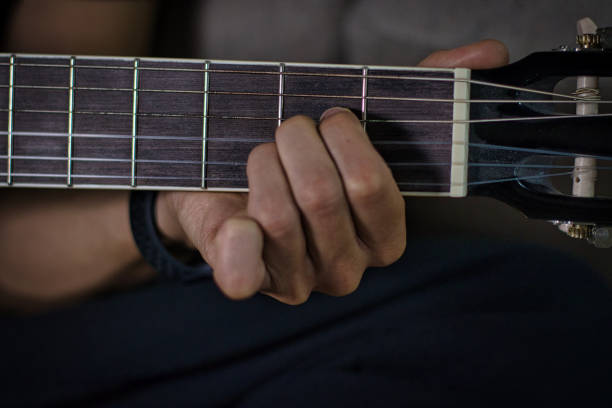 istock fingers on A chord close up 1395724618