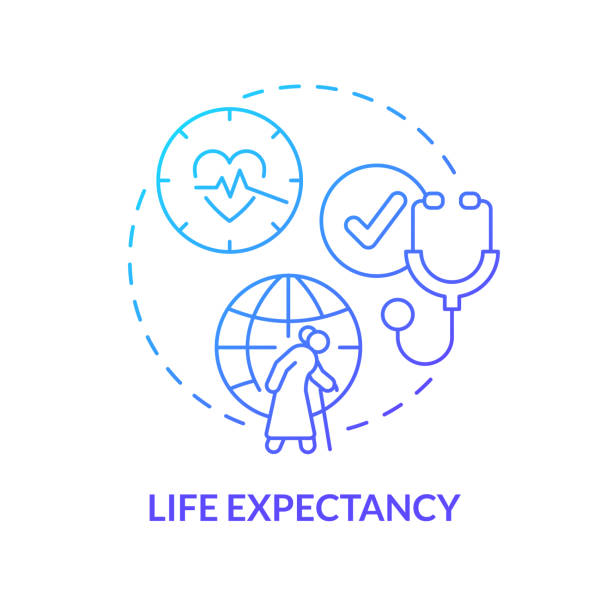 ilustrações de stock, clip art, desenhos animados e ícones de life expectancy blue gradient concept icon - anticipation