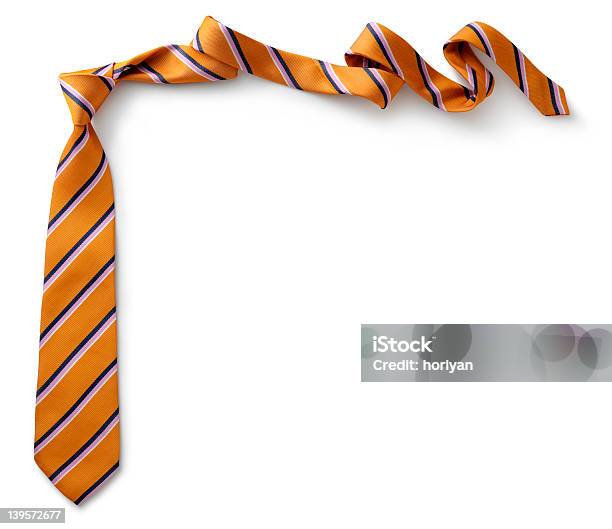 Orange Necktie With Black Purple And White Stripes Stock Photo - Download Image Now