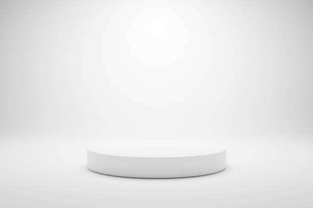 istock 3D render white minimal podium pedestal product display on white background. 3D mockup illustration 1395727877