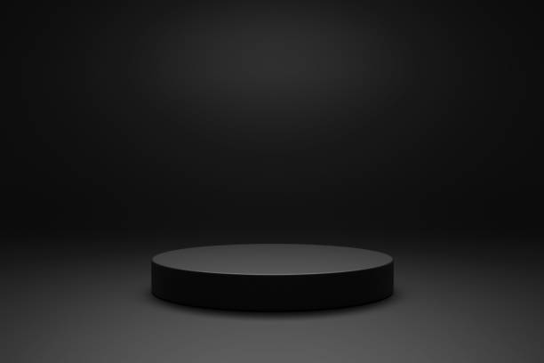 istock 3D render black luxury podium pedestal product display on white background. 3D mockup illustration 1395727883