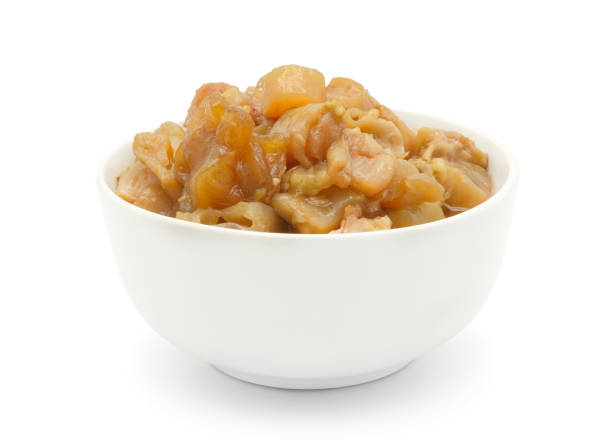 istock Beef tendons stewed in ceramic white bowl isolated on white background with clipping path. 1395728716