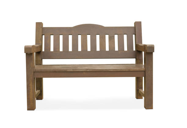 istock Classis brown wooden bench isolated on white background with clipping path. 1395728788