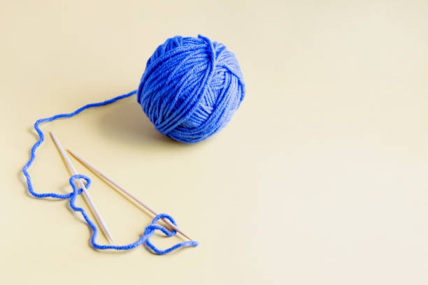 istock Blue ball of knitting threads 1395729349