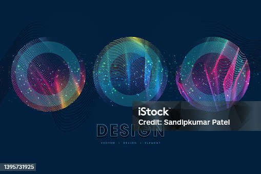 istock Abstract background with a colored dynamic waves, dotted line and particles 1395731925