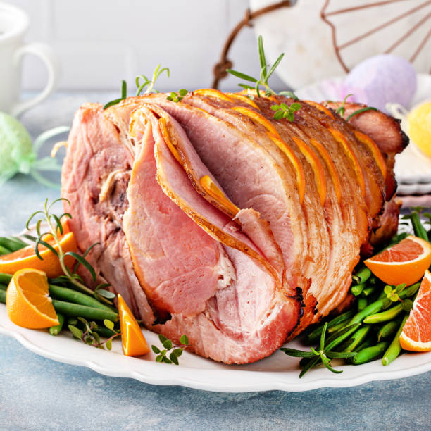 istock Traditional Easter ham with orange honey glaze 1395736512