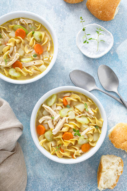 istock Traditional chicken noodle soup with egg noodles 1395736515