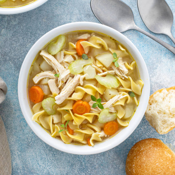 istock Traditional chicken noodle soup with egg noodles 1395736651