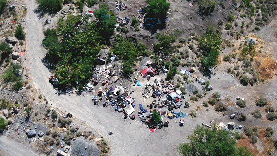 Drone Point of View of A Homeless Camp North of Downtown Salt Lake City