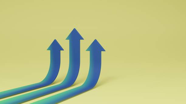 istock Business flat arrows point up as target growth or success 3D rendering illustration 1395748204
