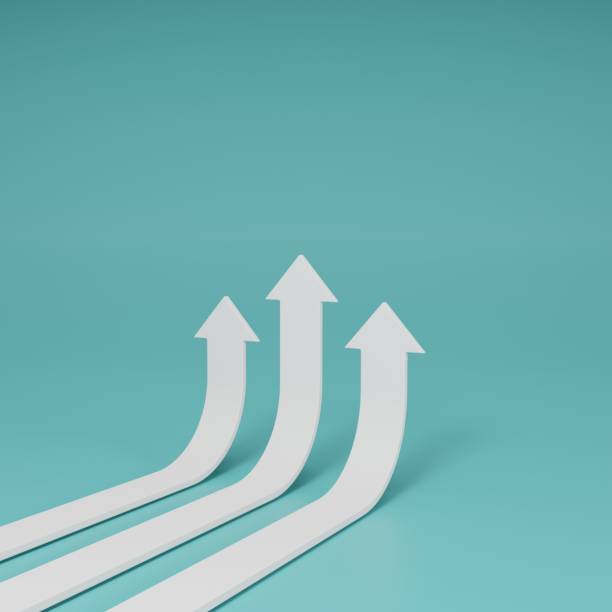 istock Business flat arrows point up as target growth or success 3D rendering illustration 1395748218