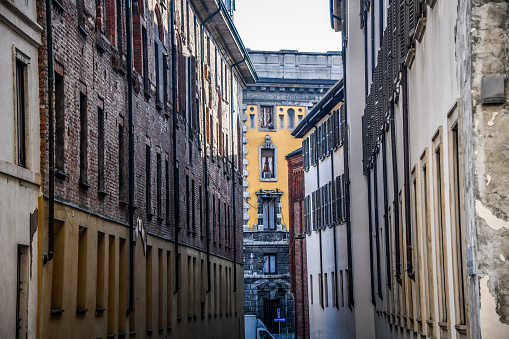Dark Street View In Milan, Italy