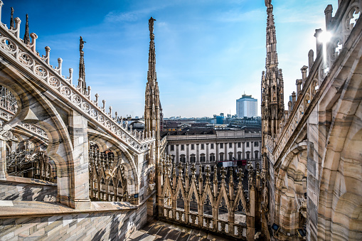 Sunny Day Behind Milanese Duomo, Italy