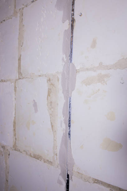 istock Electrical Cable laying on wall. Wiring replacement. Connecting light in flat or office. Professional installation bulb, electrical outlet, cables, wires, switches. 1395753485