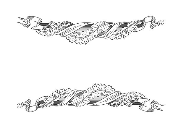 꽃 소용돌이, 두루마리 및 리본이있는 벡터 빈티지 월계관 프레임 - renaissance stock illustrations