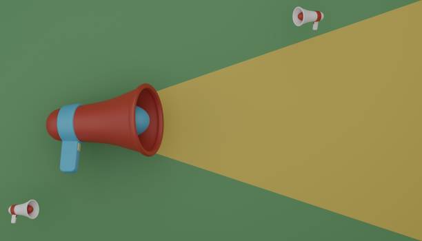 istock Megaphone bullhorn speaker to announce sound 3D render illustration 1395753895