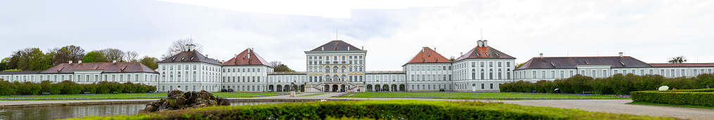 Nyphemburg Palace in its wide facade in Munich on April 24th, 2022