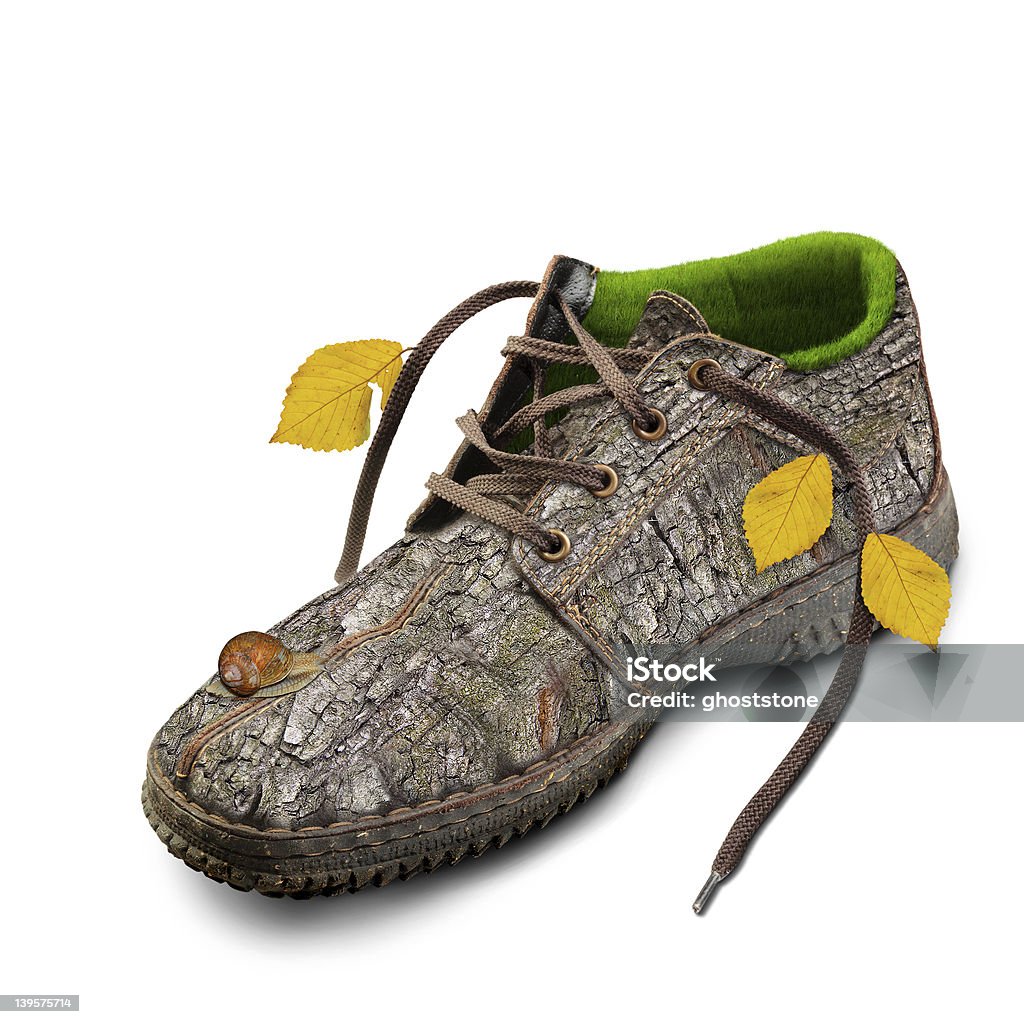 Concetto. Eco-scarpe. - Foto stock royalty-free di Accudire