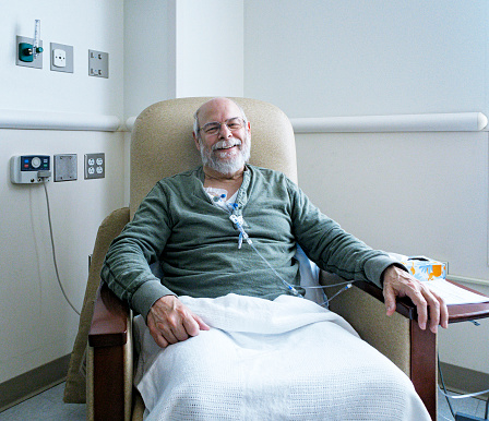 Outpatient Senior Adult Man Cancer Chemotherapy Patient