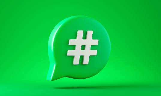 Símbolo de signo de hashtag en el icono de notificación de redes sociales photo
