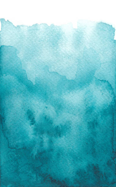 нарисованная вручную акварель стирает яркий синий фон чирка - turquoise stock illustrations