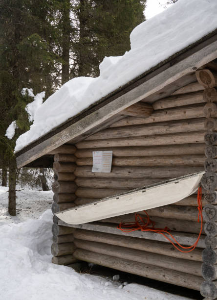 istock A Rescue Sledge on a Log Cabin in Finland 1395763877