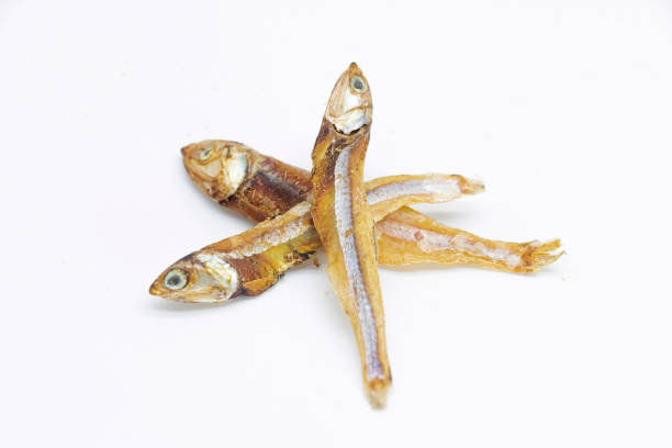 istock Dried Small fish or Salted anchovy fishes isolate on white background, 1395772680