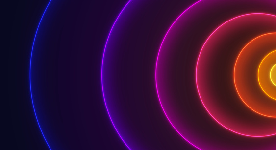 Gradient blend blur rainbow glow circle curve wave background design.