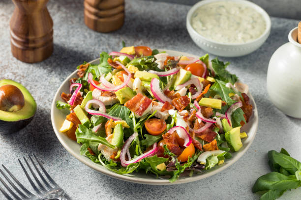Homemade Healthy Green Goddess Cobb Salad stock photo
