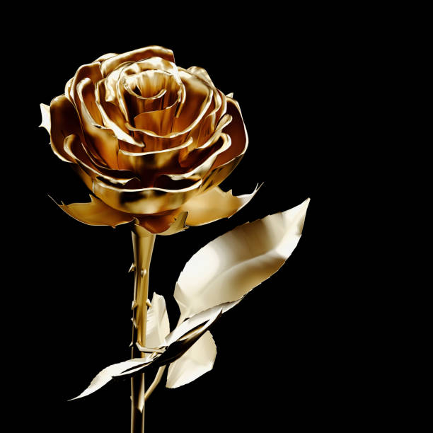 istock Roses made of gold. 3d illustration. 1395778265