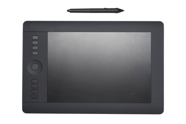 istock Graphic tablet with pen isolated on white background. 1395778706