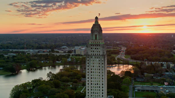 istock Louisiana State Capitol Tower - Drone Shot 1395788924