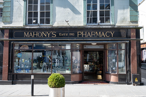 Kilkenny, Ireland- April 20, 2022: Mahon's Pharmacy in Kilkenny Ireland.
