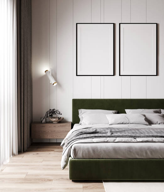 istock blank poster frames in modern bedroom interior for mock up, 3d illustration 1395790413