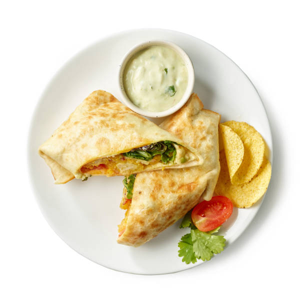 istock tortilla with fried chicken and vegetables 1395790715