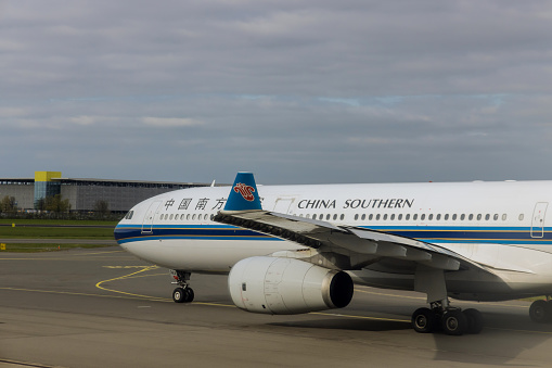 29 April 2022 Schiphol Amsterdam, Netherlands: China Southern Airlines Airbus A330 in International Airport.