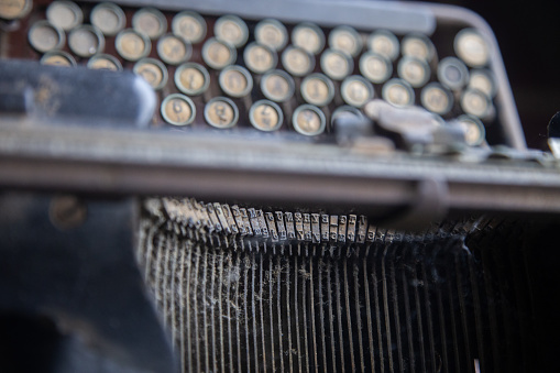 Old typewriter full of dust