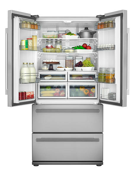 uni ouvert réfrigérateur - frigo ouvert photos et images de collection