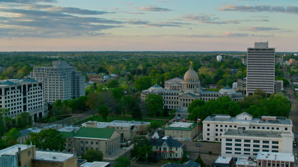 istock Aerial View of Downtown Jackson, MS at Sunset 1395793548