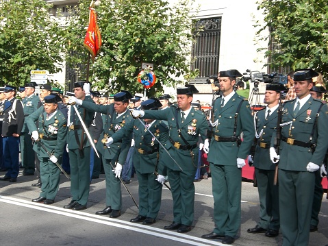 May 3, 2022, Santander, Spain. Parade of the Civil Guard. The Civil Guard is one of the best valued institutions in Spain