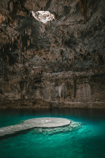 Detail shot inside a flowstone cave in Apulia, Italy