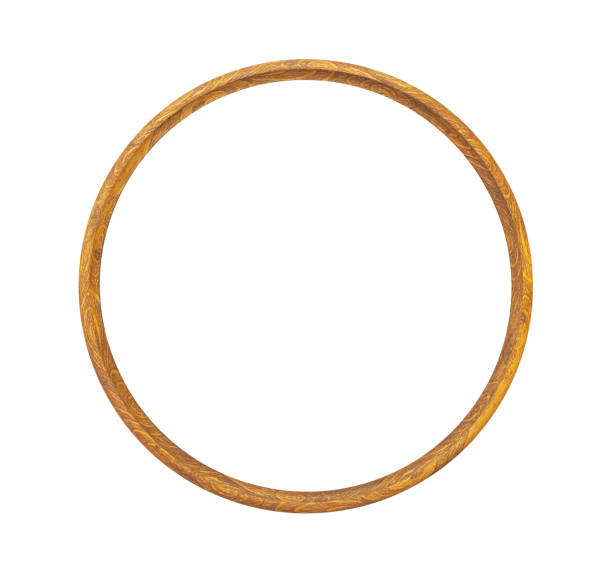 istock wooden round  picture frame, isolated 1395799498