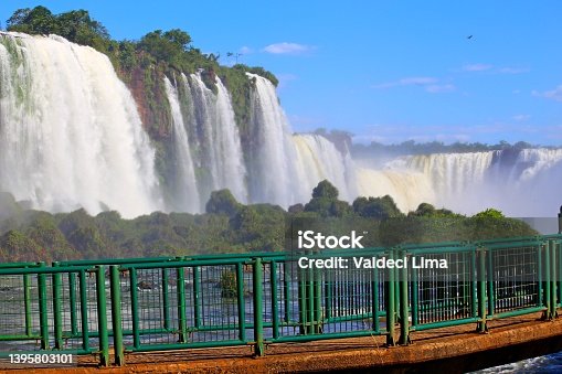 istock Walkaway of Iguassu falls. Vegetation and waterfalls. 1395803101