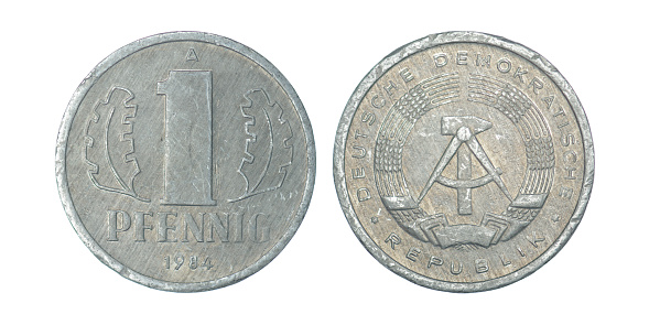 Germany -NRD 1 pfennig, 1984 on a white background