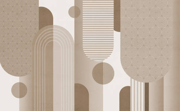 istock 3d minimal wall decor canvas flat art. shapes, circles, and lines, minimalist beige design in a light background. 1395806057